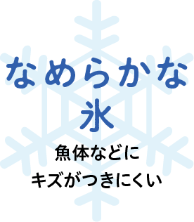 なめらかな氷（魚体などにキズがつきにくい）
